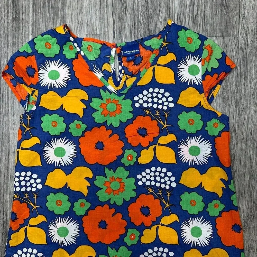 Marimekko X Target Girls Floral Kukkatori Print Cap Sleeve Dress Size Large